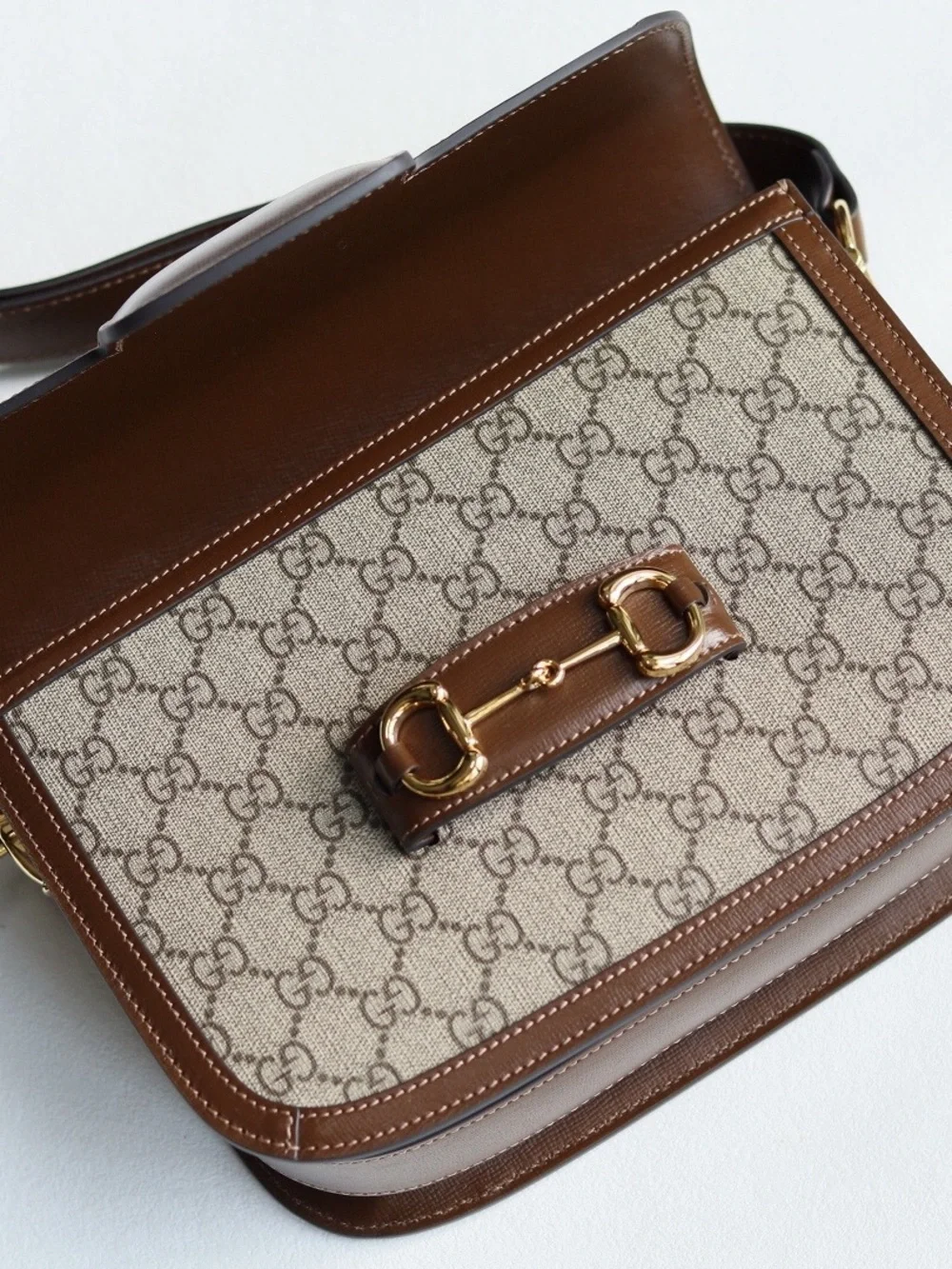 GUCCI 1955 HORSEBIT SHOULDER BAG GG supreme/brown